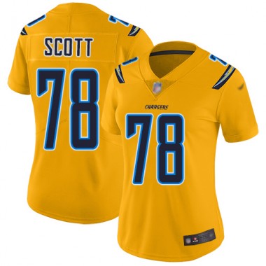Los Angeles Chargers NFL Football Trent Scott Gold Jersey Women Limited 78 Inverted Legend